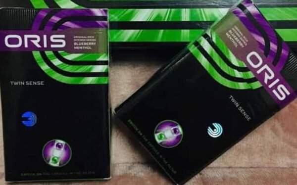 บุหรี่เย็น Oris Twin Sense Blueberry Menthol (2เม็ดบีบ) 1แถว