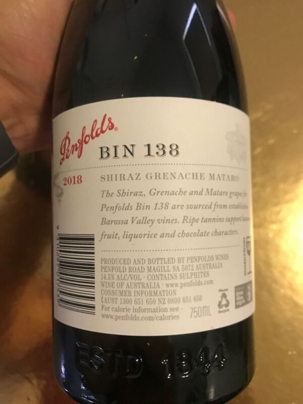 ราคาดี๊ดี Penfolds Bin 138 Barossa Valley Shiraz Grenache Mataro 2019