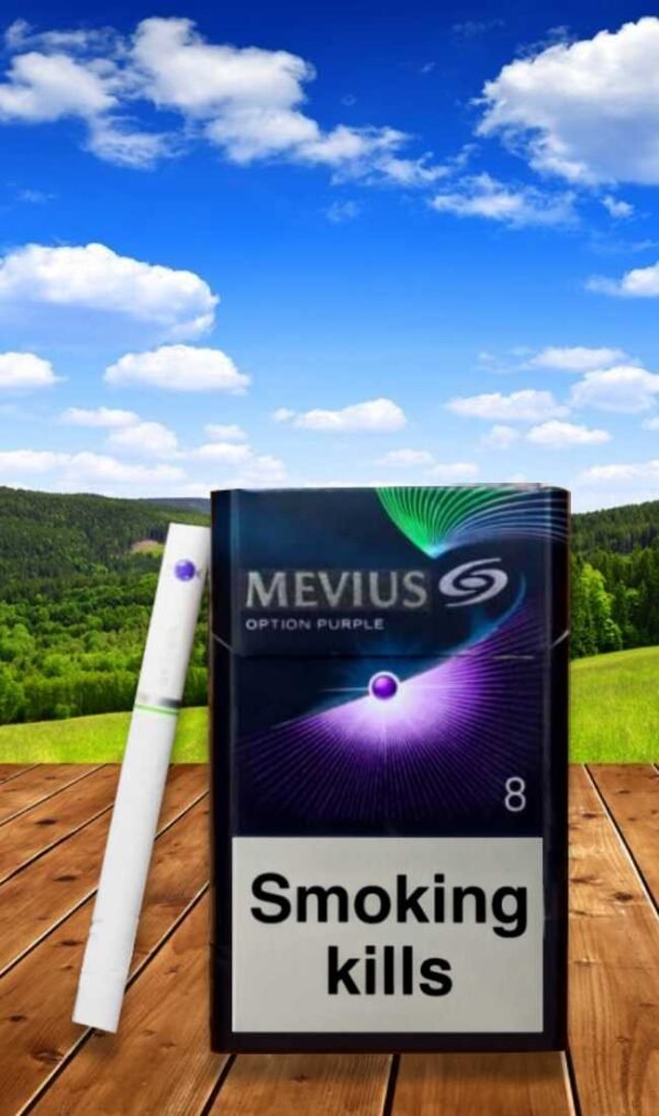Mevius Option Purple 8 (1เม็ดบีบ) ส่งฟรี