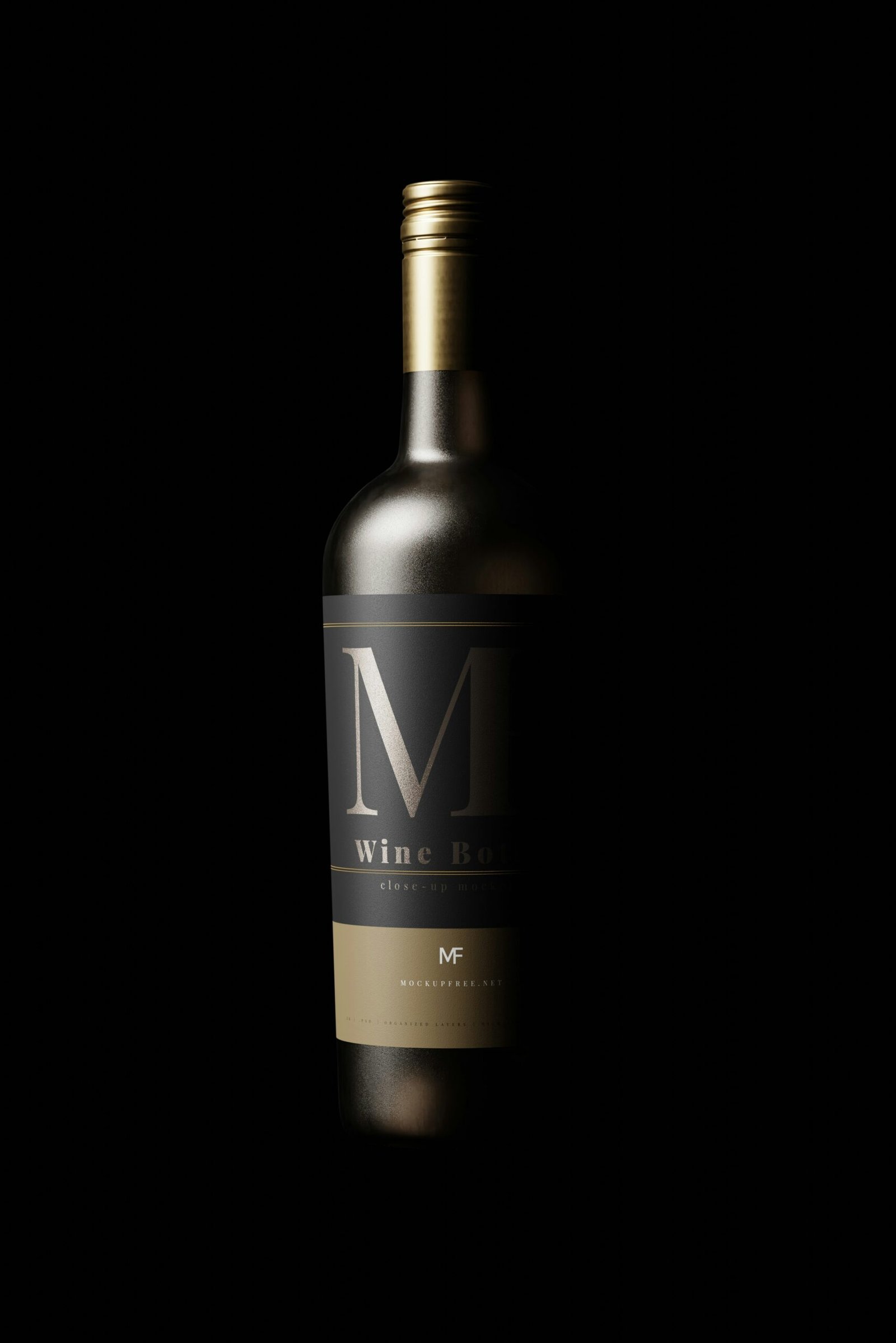 a bottle of wine on a black background